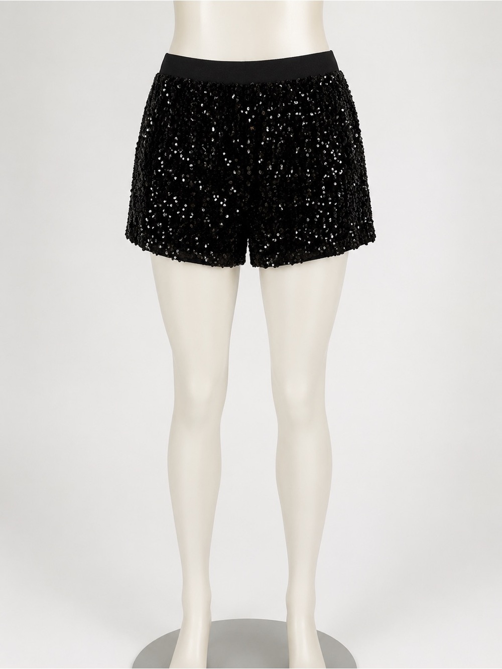 Black Sequin Mini Shorts - Women's Sparkle Shorts